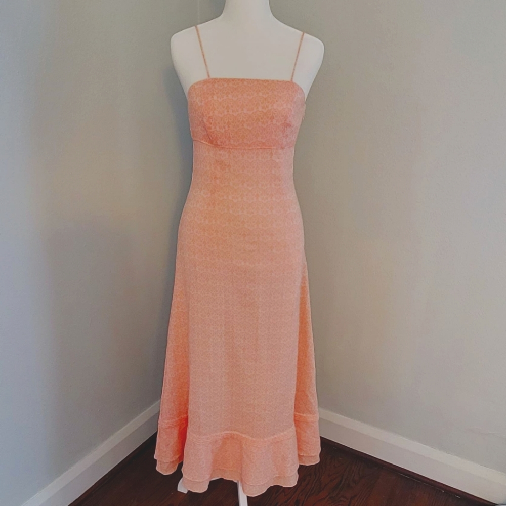 Express Coral Peach Summer Floral Print Dress 1/2